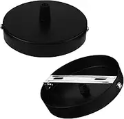 TEHAUX 2pcs Round Plate Lamp Base, 3.7 Inch Black Mounted Plate Cover Accessory for DIY Home Lighting, Wall Lamp, Corridor, Porch