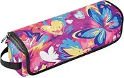 Yoogain Hair Tool Travel Bag for Women and Heat Resistant Mat Waterproof Flat Curling Irong Travel Organizer for Hot Tools Curling Iron Flat Irons Hair Volumizer Styler, Graffiti Artwork Butterflies