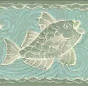 EMERALD FISH PATTERN WALLPAPER BORDER 76806
