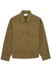 Victoria Beckham Cropped Cotton-poplin Shirt - Green - 10 (UK10 / S) 10 (UK10 / S)