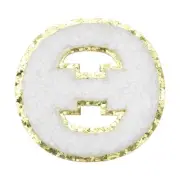 Chenille Letter Patches, Letter Theta Iron on Patches(White, 5.5 Cm/2.2")