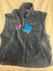 Columbia Fleece Vest Pepsi Logo Men’s Extra￼ Large Blue Full-Zip Sleeveless NWT