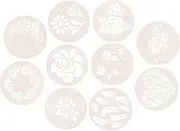 Abaodam 10 Pcs Pattern Hollow Mold Floral Decor Cake Toppers Circle Template Decorating Stencil Spray Molds The Pet White Flowers Templates Leaf