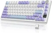 YINDIAO Ajazz AK820PRO Mechanical Keyboard with TFT Smart Display&Knob,2.4G Wireless/BT5.1/USB-C Wired,75% ANSI Layout,5 Sound Absorbing Foams,Hot-Swap Linear Switch,RGB Backlit,for PC,MAC (Purple)