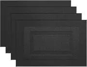 PIGCHCY Placemats,Washable Vinyl Woven Table Mats,Elegant Placemats for Dining Table Set of 4(18"X12", Pure Black)