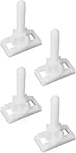 SagaSave 4 Pack Plastic White Rectangular Toilet Seat Hinge Bolts, Nuts, Fixing Fitting Kit, Repair Tool