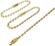 Beatifufu Long Bead Connector Clasp Ball Chain Key Rings for Keychains Adjustable Antiqued Metal Bead Steel Chain Golden for DIY Dog Tags and Pendants