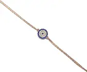 [MYSTIC JEWELS] by Dalia – Turkish Eye Motif Zircon Bracelet – Double Chain 16 – 18 cm Adjustable
