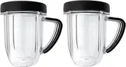[Blendin] Replacement 30 Ounce Cup Jar with Handle Mug with Lip Ring Part, Compatible with Nutribullet RX 1700W NB-301, N17-1001, NBM-U0272 Blenders, 2 Pack, RX30OZCP