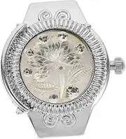 [BESTYASH] Ring Watch Male Rings Binary Watch Glow Flip Watch Ring Doorbell Pocket Wrist Silver Pocket Watch Gold Ring Watch for Watch Strap Zinc Alloy White