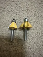 Professional 2 PC 3 Wing Carbide Chamfer Router Bit Set 1/4" Shaft USA Shipping