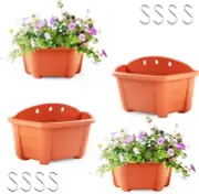 4 Pack Hanging Railing Planter, 9.8" Hanging Planters Indoor Plants, Brick Red H