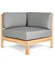 Curated Maison Leon Teak Outdoor Sectional Corner With Sunbrella Charcoal Cushion