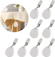 8 Pieces of Tablecloth Weights, Outdoor Tablecloth Weights, Tear Drop Marble tablecover Weights, Tablecloth Pendant, Stone Table Scale, Family Dining Table Decoration, Metal clotheslinger (White)