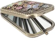 1pc Vanity Mirror Hello Mirror Vanity Double Sided Travel Mirror Travel Cosmetic Retro Pocket Mirror Makeup Mirror Make up Mirror Makeup Light Mirror Antique Metal Coffee