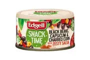 Edgell Snack Time Black Beans Charred & Capsicum With Zesty Salsa 70g