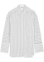 Day Birger ET Mikkelsen Julianna Striped Cotton-blend Poplin Shirt - White And Black - 44 (UK16 / XL) 44 (UK16 / XL)