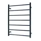 RADIANT Heated Towel Rail/Rack ROUND Bar Matt BLACK - 600 x 800mm - Bottom RI...