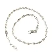 New Solid Sterling Silver Diamond Cut Twist Chain Anklet 9" - 10"