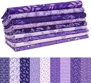 9Pcs 100% Cotton Bundles, Printed Fabric Fat Quarter for Quilting, 18" x 22" DIY Fabric Supplies Quilting Patchwork, Sewing Project, DIY Crafts - Purple Paisley Blooms