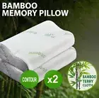 2xLuxury Bamboo Pillow Premium Support for Neck & Shoulder Contour Shape 60x40cm