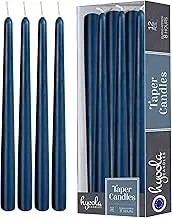 Hyoola 12 Pack Tall Taper Candles - 10 Inch Midnight Blue Dripless, Unscented Dinner Candle - Paraffin Wax with Cotton Wicks - 8 Hour Burn Time