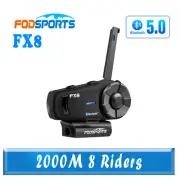 Fodsports FX8 Motorcycle Intercom 2KM Bluetooth Helmet Headset FM 8Rider Speaker
