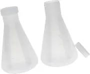 segolike 2X Plastic Erlenmeyer Flasks, Screw Cap, Autoclavable,