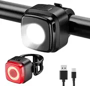 Bike Light Set, IPX5 Waterproof Front Bicycle lamp Rear Light Bicycle Light Set, USB Type-C Rechargeable Bicycle Light Set for Bicycles
