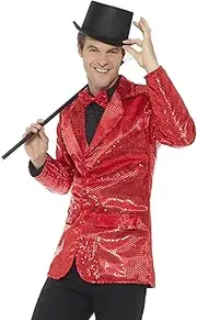 Smiffys Men's Sequined Jacket, Size: L, Red, 46983