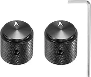 uxcell 2 Pcs Aluminium Potentiometer Knobs, 1/4"(6mm) IDx5/8(15mm) ODx5/8(15mm) Height Universal Volume Tone Control Knobs for Guitar, Bass, Arrow Indicator, Black