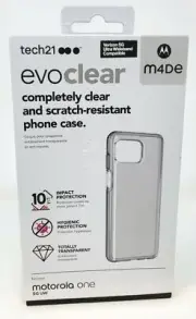 Tech21 EvoClear Case for Motorola One 5G UW, Scratch-Resistant Completely Clear