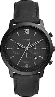 [FOSSIL] Men's Quartz Watch chronograph Display and Leather Strap, FS5503, Black/black