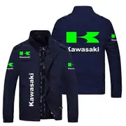Coats 2023 Spring and autumn men's casual Kawasaki men's charge clothes polyester jacket retro locomotive windproof fashion motorcycle Navy Blue xxxL