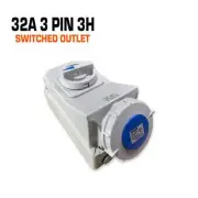QIXING IP67 Interlocked Switched Socket Outlet - 32A 3 Pin QX5793