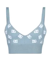 Dolce Gabbana DG Logo Jacquard Knitted Bralette Top IT36 light blue