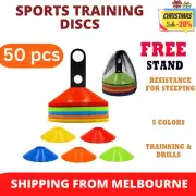 50Pcs Sports Training Discs Markers Cones Soccer Rugby Fitness Exercise Melb AU