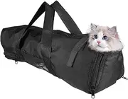 Totority Cat Bathing Bag Multi Purpose Cat Nail Trimming Holder Zippers Durable Oxford for Grooming Vet Visits Breathable Mesh Pet Carrier for Easy Access