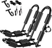 Premium Kayak Roof Rack, 1 Pair J-Bar Roof Rack, Folding Adjustable Rack, Weight 80 LBS Heavy Duty Kayak Roof Carrier 1 Kayak, Canoe, SUV, Surfboard on SUV, Car and Truck Crossbar