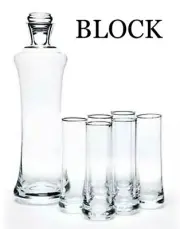 VINTAGE MIKASA - BLOCK Crystal Ice Vodka Set Decanter with 6 Glasses NEW IN BOX