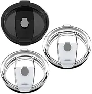 maxin 30 oz Tumbler Lids Set of 3 Fit for YETI Rambler, Ozark Trail, Rtic and More, Spill Proof and Splash Resistant Lids Covers (2Transparent+1Black)