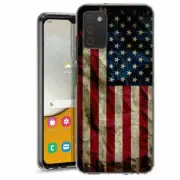 For Samsung Galaxy A03s A02s TPU Case Cover+Glass(Rustic US Flag)