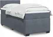 VRAXO Box Spring Bed with Mattress Dark Grey King Single Fabric -72.4KG,3286074