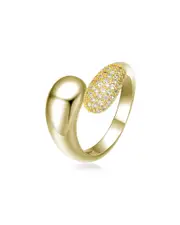 Genevive 14K Over Silver CZ Bypass Ring