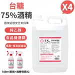 【台糖】75%清潔用酒精 4桶+2瓶組合(4000ML/桶+500ML/瓶+酒精專用噴頭X2)