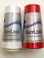 NOS Surelock thread for overlock machines Scarlet Red #455 and White 3000 yds ea