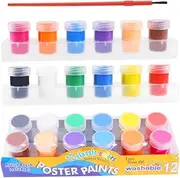 GARVALON Finger Painting Pigment Kit 13pcs Flat Brush Set 12 Colors Kids Paint Brush Set Art Craft Kit for Children