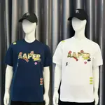 JBI BOUTIQUE✔️AAPE 新款 經典文字 背後猿人 深藍色/白色短袖