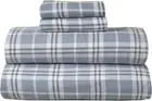 4 Piece 100% Cotton Flannel Sheets King Size Bed Set - Warm & Extra Soft - Deep