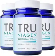TRU NIAGEN® Nicotinamide Riboside Chloride - Supporting Cellular Energy & Repair, 300mg Vegetarian Capsules, 300mg Per Serving, 30 Day Bottle (3 Pack)